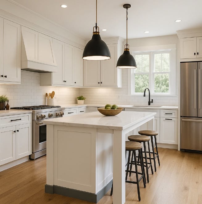 Shaker door with clean lines create a balance between traditional and Modern